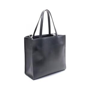 Prada Tote Calf Leather Triangle Logo Soft Bag Black
